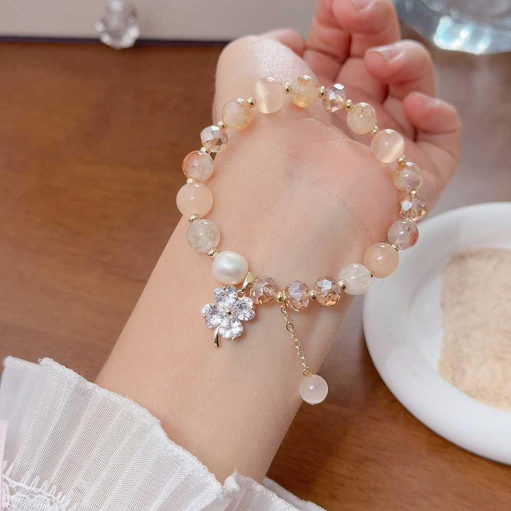 Vòng tay thạch anh tím cỏ bốn lá may mắn có giá trị cao