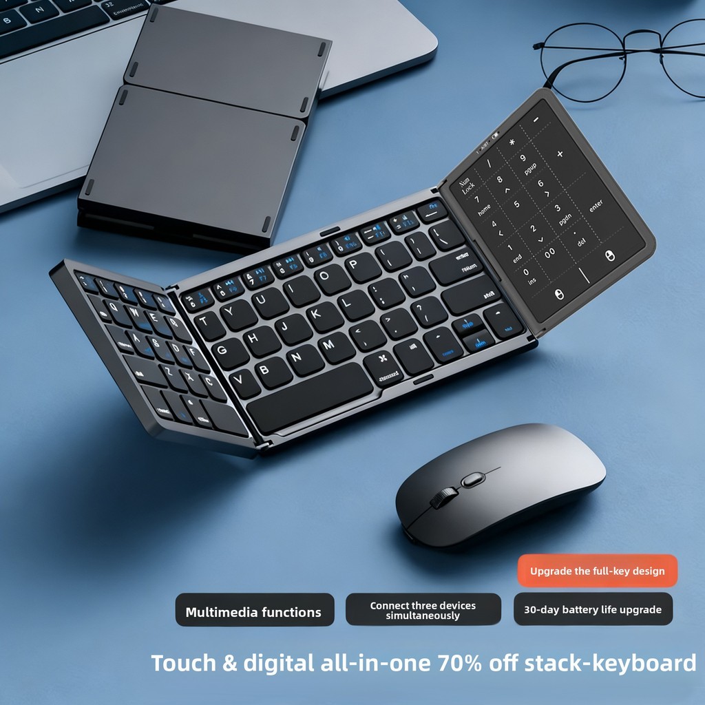 Bàn phím Bluetooth không dây ba lần Siêu mỏng Thích hợp cho điện thoại di động Máy tính bảng ipad Máy tính ba-S