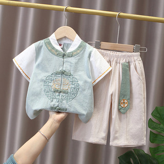 Năm Mới Tết Nguyên Đán Quần Áo Trẻ Em Quần Áo Bé Trai Hanfu Mùa Hè Mỏng Phong Cách Cổ Trang Phục Bộ Đồ Hai Mảnh Trẻ Em Trung Nhỏ Phong Cách Mới Phong Cách Cổ Trung Quốc Playboy Master Tang Phù Hợp Với Cảm Giác Cao Cấp 01