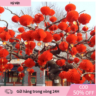 【Hỷ】Đèn lồng giấy đỏ treo may mắn, bộ 10 chiếc tiện lợi, biến không gian sống thành khung cảnh lễ hội ấm cúng.