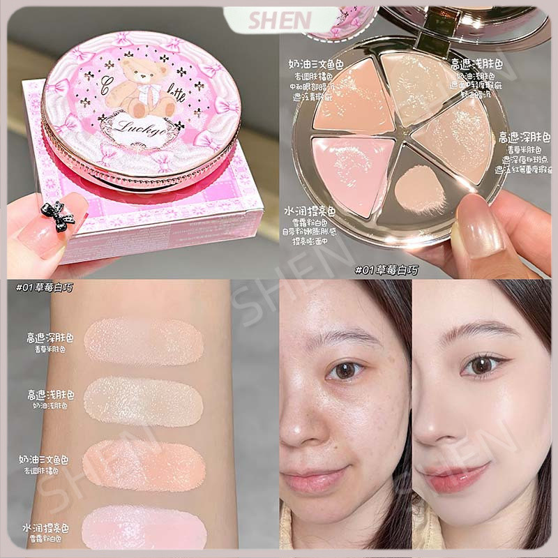 LUCKGO Pink Sweetheart Concealer Palette Dưỡng ẩm Tinh tế Che khuyết điểm Mụn Dấu vết quầng thâm Làm sáng da tông màu