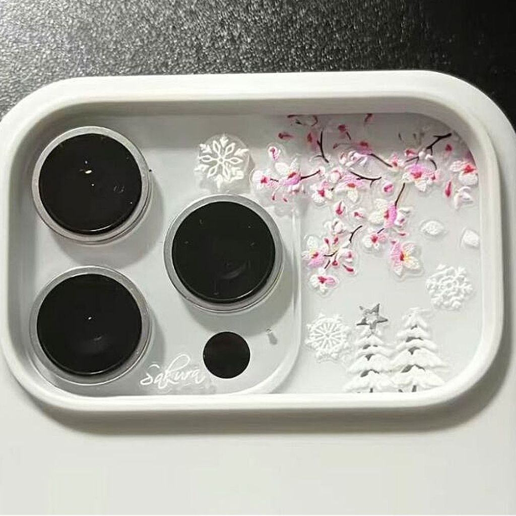 Miếng Dán Ống Kính Điện Thoại Di Động Sakura Tree Giáng Sinh Bông Tuyết Nai Sừng Tấm Mặt Sau Phim Làm Móng Tay Miếng Dán 3d Dập Nổi Ba Chiều Xe 2026.1.12