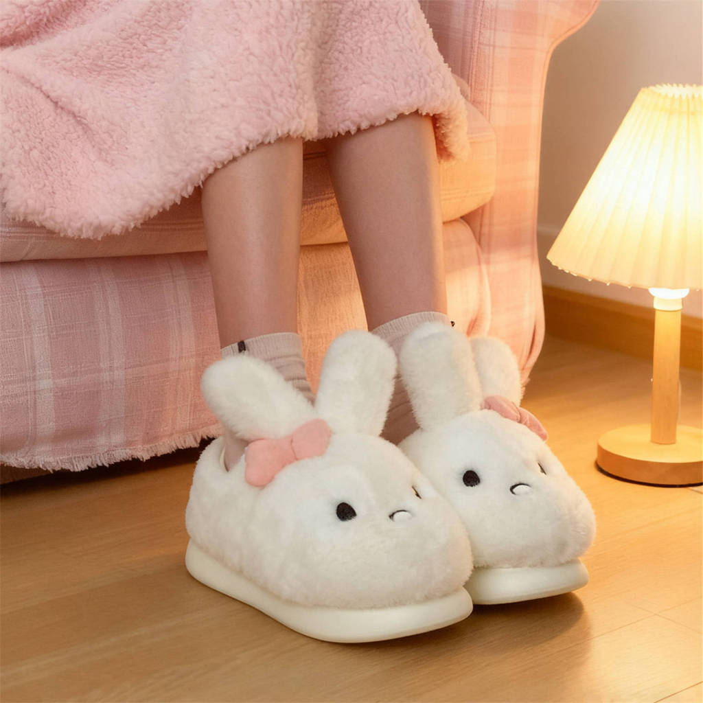 XIXITIAO Dép Cotton Dễ Thương Thỏ Ngọt Ngào Nữ Mùa Đông Thời Trang Phòng Ngủ Nhà