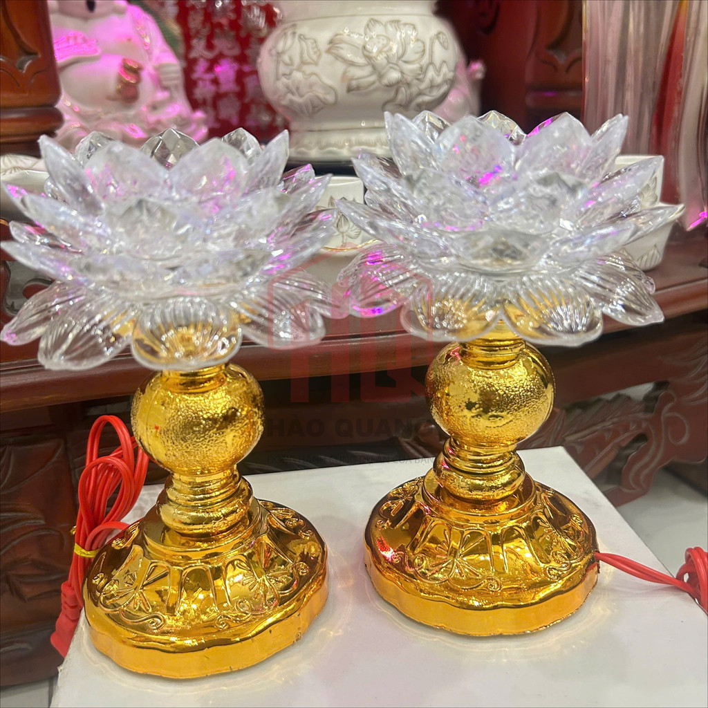 Đèn Hoa Sen Đổi Màu Cao Cấp – Đèn Thờ Phật, Đèn Bàn Thờ Gia Tiên Ánh Sáng LED Lung Linh