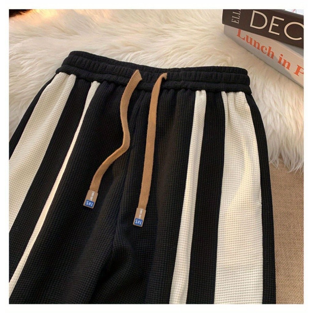 Quần Sọc Labe Nam High Street vibe Dạo Phố Mặc Ruffian Đẹp Trai Fried Street Drape Size Lớn Rời Mùa Xuân Quần 17G9