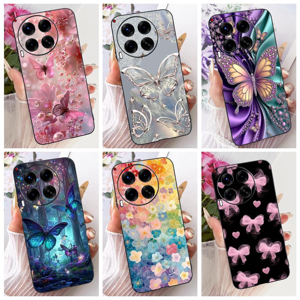 Vỏ hoa hình bướm sang trọng cho Tecno Camon 30 30s Pro 30 Premier Ốp điện thoại silicon mềm mờ
