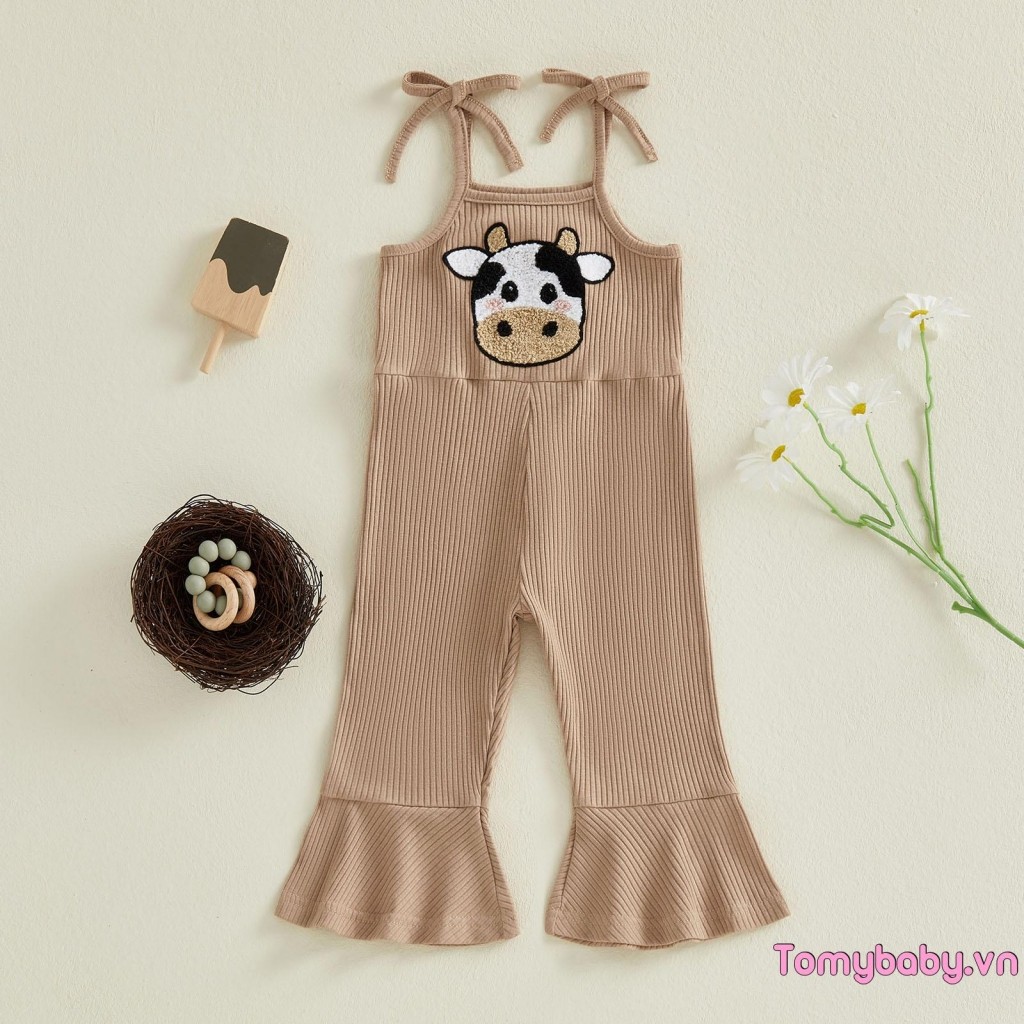 Trẻ Em Bé Gái Áo liền quần Không Tay Dây Đeo Vai Trang Trại Động Vật Thêu Romper