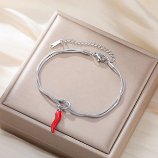 Vòng tay cornicello nam làm từ thép không gỉ, mang lại may mắn và bảo vệ