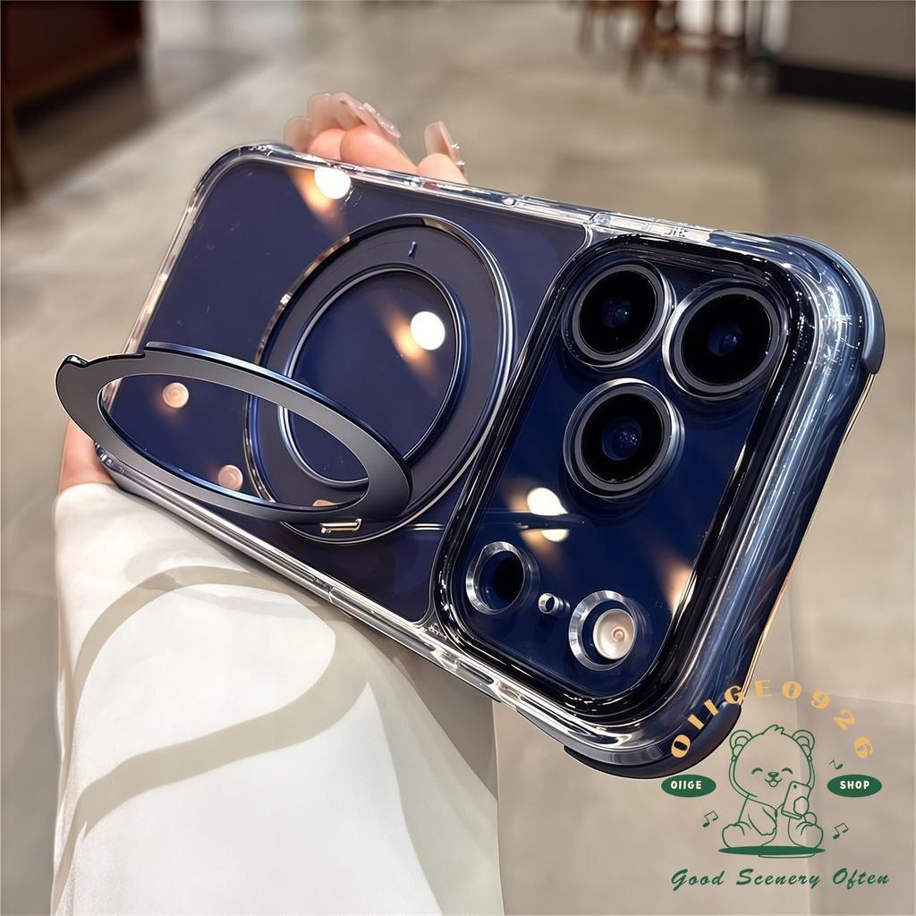 【 Ốp lưng iPhone17 】 Giá đỡ xoay pha lê băng chống rơi Vỏ điện thoại từ tính iPhone17 Pro Max 16 cho vỏ iPhone Vỏ mềm silicon TPU chống sốc