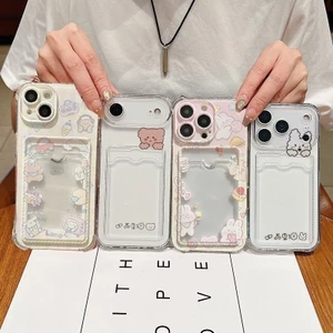 Ốp Lưng Ví Gấu Thỏ Dễ Thương Ví Đựng Thẻ Dành Cho VIVO V50 V40 Lite Y03 Y28S Y28 Y04 Y29S Y21 Y2021 Y33S Y21S Y33T Y15A Y36 Y17S Y19S V30 Pro Ốp Lưng Họa Tiết Động Vật Hoạt Hình