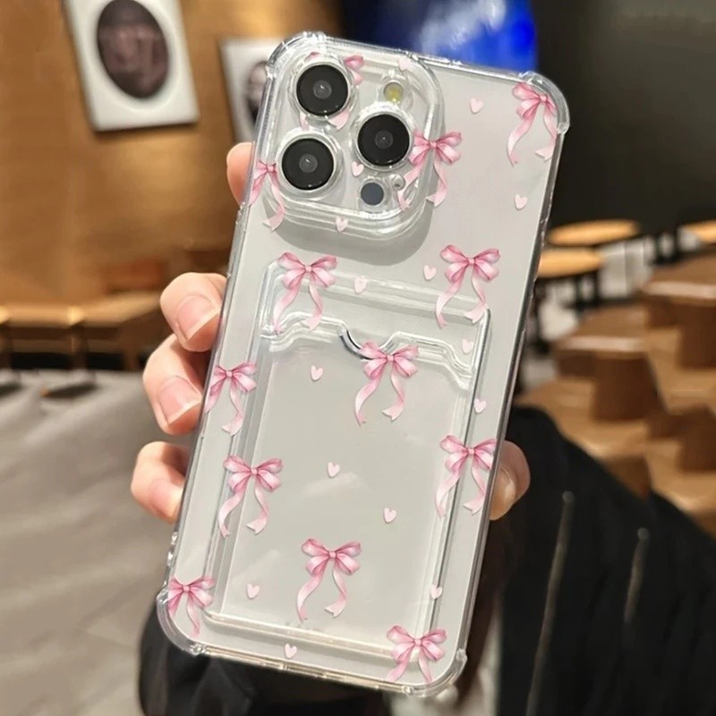Màu Hồng Bowkont Trái Tim Tình Yêu Cho Xiaomi Redmi 13C 12 12C 10 10C 9 9A 9C Redmi Note 13 14 Pro 5G Vỏ Điện Thoại Di Động Đựng Thẻ Ảnh Ví TPU Dễ Thương Góc Bảo Vệ Không Khí Silicon