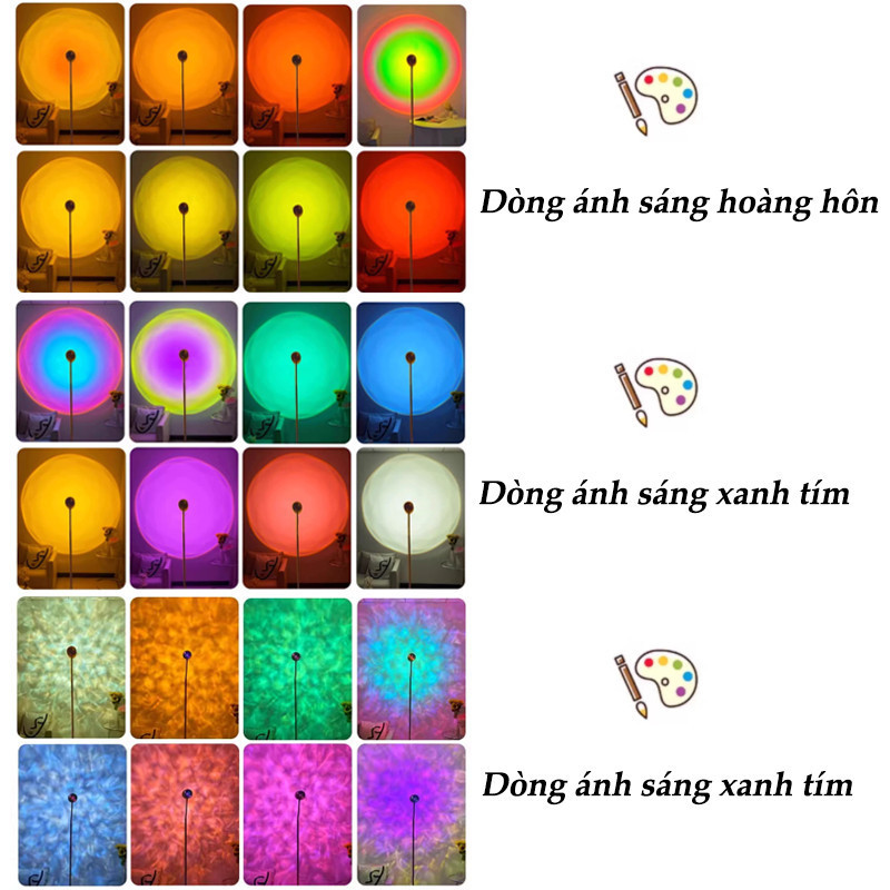 Đèn Trang Trí Hiệu Ứng Sóng Nước & Hoàng Hôn 2 Trong 1 - Cho Phòng Ngủ, Phòng Khách, Hỗ Trợ Livestream