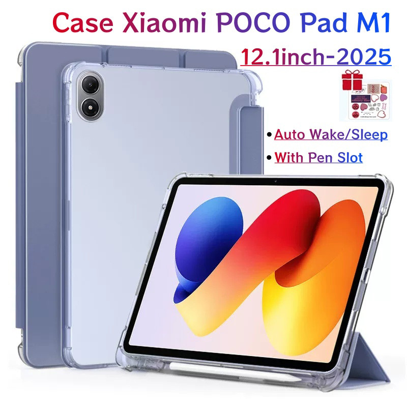Dành Cho Xiaomi POCO Pad M1 Ốp điện thoại 12.1inch 2025 Có Khe Cắm Bút Vỏ Bảo Vệ Từ Tính POCO Pad 12.1 "Vỏ Có Mặt Sau Trong Suốt