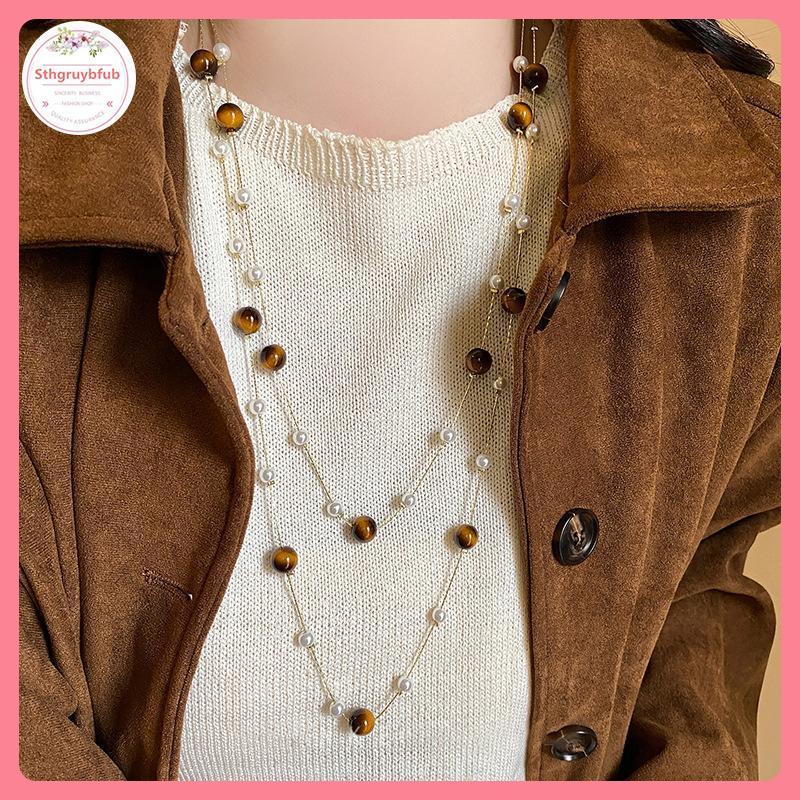 Sợi dây chocker đá hổ mắt tự nhiên, trang sức thời trang vintage dành cho nữ