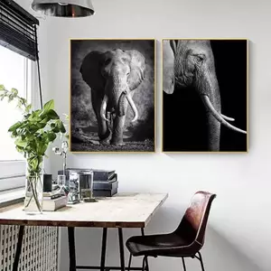 Bắc Âu Đen Trắng Động Vật Canvas Tranh Sư Tử Voi Hươu Ngựa Vằn Nghệ Thuật Nhà Trang Trí Tường Canvas Poster