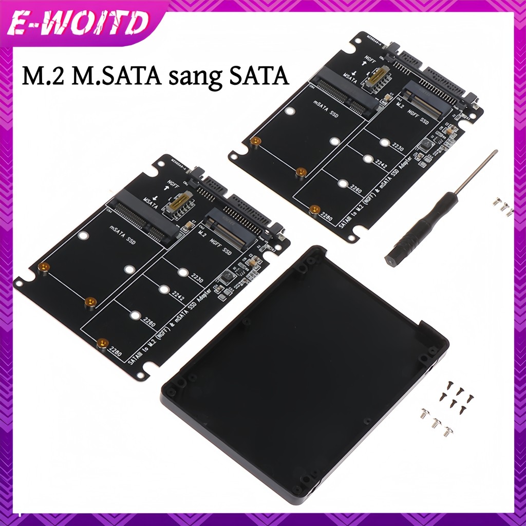 E-woitd NGFF Sang SATA 3 HDD Vỏ MSATA SSD Adapter M.2 SATA Giao Thức Adapter Board HNVN