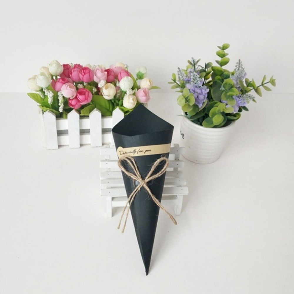 BEABOUT 50 Chiếc Ống Gói Bó Hoa, DIY Handmade Giấy Kraft Hoa Nón Giá Đỡ, Phong Cách Cổ Điển Có Dây Thẻ Confetti Giá Đỡ Trang Trí Đám Cưới