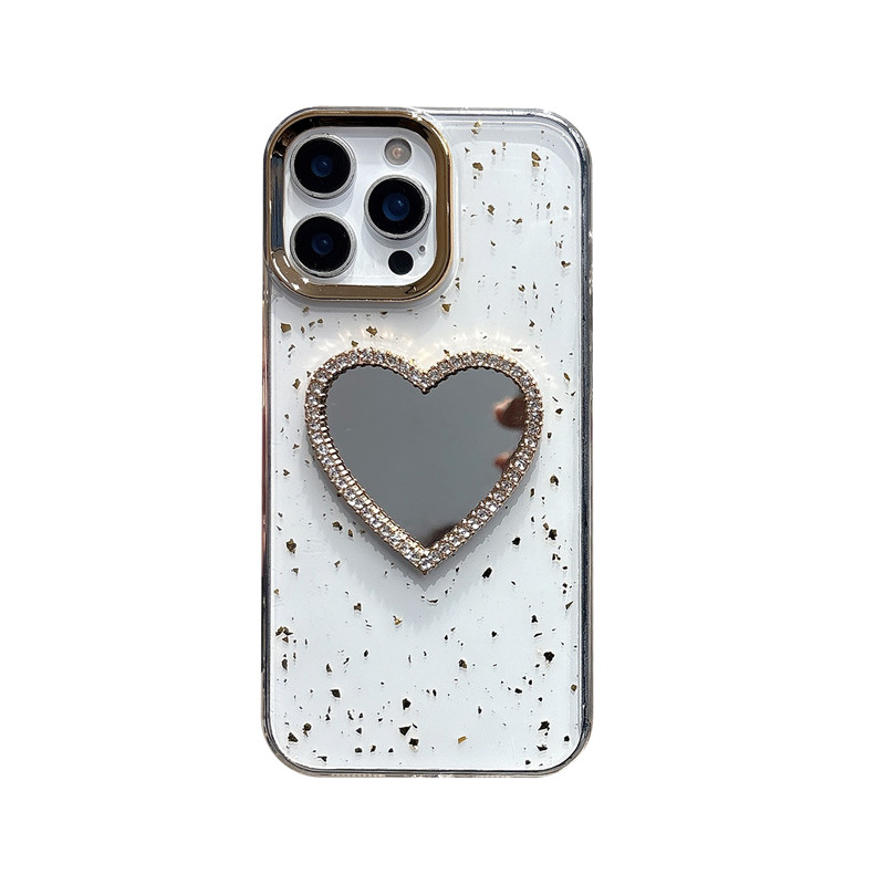 Ốp lưng iPhone gương hình trái tim 3D phù hợp cho iPhone 17 Pro Max, iPhone 17 16 15 14 13 12 11