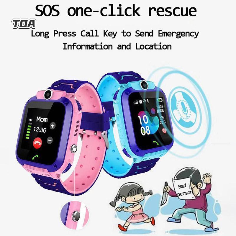 Đồng hồ điện thoại SOS thông minh dành cho trẻ em TOA Q12 Đồng hồ thông minh có thẻ Sim Ảnh chống nước Ip67 Trẻ em Quà tặng VN