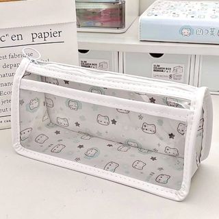 Túi đựng bút hình tam giác HIGHVIEWLS, Bút chì chống nước cho mèo Kawaii, Túi đựng văn phòng phẩm trong suốt hoạt hình dành cho sinh viên