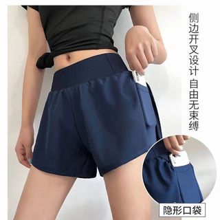 Quần Short Thể Thao Nữ Chống chói Mùa Hè Chạy Bộ Thể Dục Eo Cao Mỏng Hơn Nhìn Giả Hai Mảnh Yoga Ba Điểm Nhanh