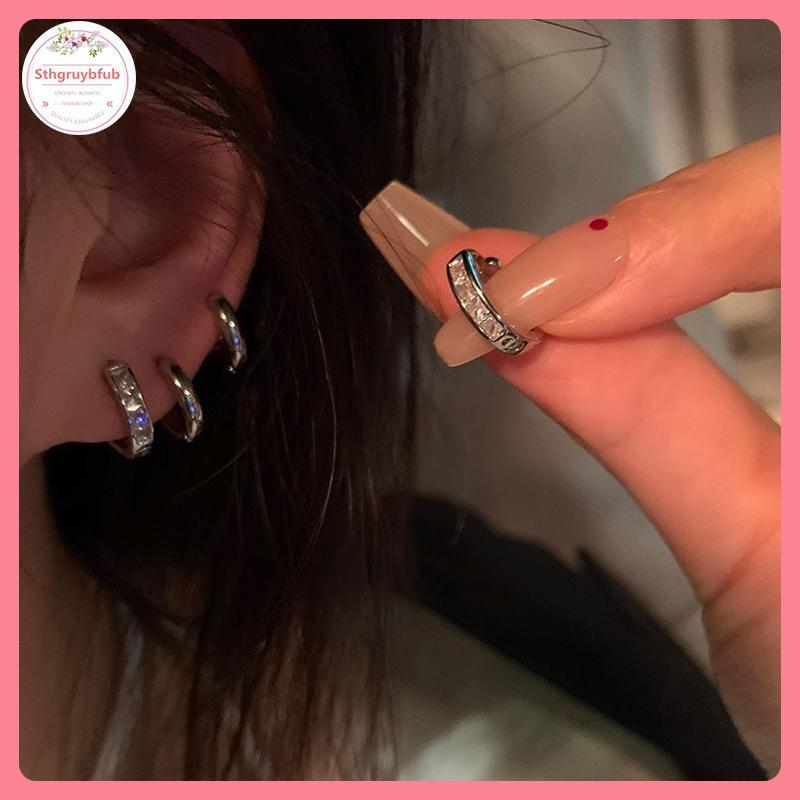 Bộ 4 Cái Bông Tai Vòng Pha Lê Zircon Thẩm Mỹ, Thời Trang Hằng Ngày và Làm Quà Tặng