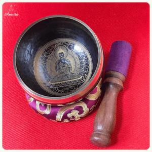 CXNP332 Chuông Xoay Nepal 11cm hoa văn Phật Dược Sư Lưu Ly Quang Như Lai-Chuông Mật Tông-Chuông Tây TạngCXNP332