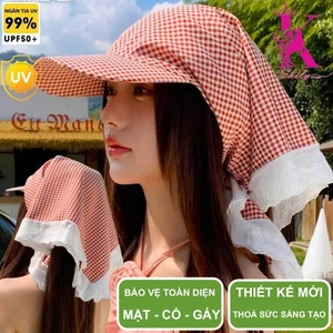 Mũ chống nắng ngăn 99% tia UV kèm khăn choàng thời trang bảo vệ toàn diện