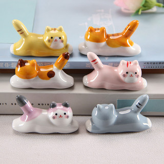 Mèo May Mắn Đũa Giá Đỡ Bút Mèo Con Đũa Giá Đỡ Mèo Con Gốm Đũa Giá Đỡ Nhà Chậu Trang Trí Đồ Trang Trí Nhỏ RF5N