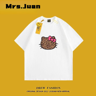 Áo thun Hello Kitty da báo cho bé – Cotton mềm form rộng mùa hè