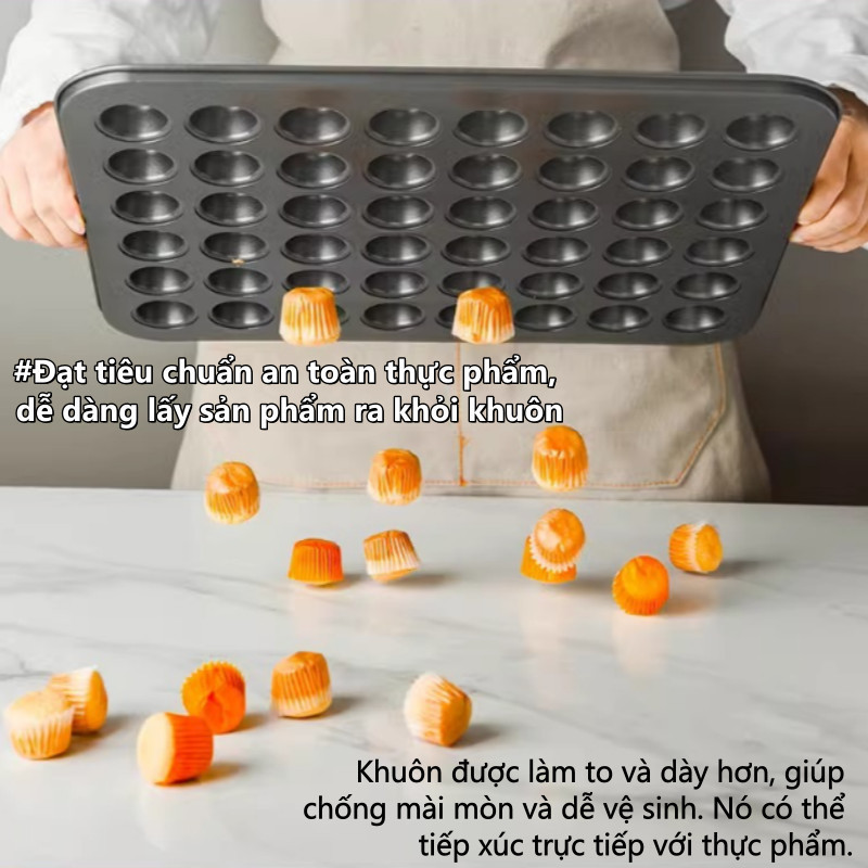 Khuôn Nướng Bánh Cupcake 24 Lỗ - Thép Carbon Dày, Chống Dính Cao Cấp,  Dễ Vệ Sinh, Cho Gia Đình
