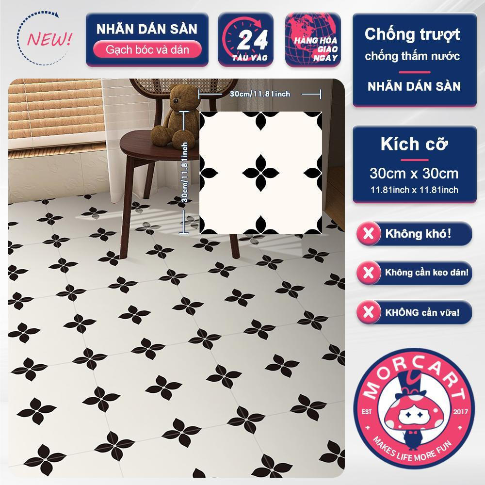 Gạch lát sàn vỏ và dính MORCART, Nhãn dán gạch lát sàn tự dính DIY, Kích thước 11,8 inch x 11,8 inch, Có sẵn trong 1 miếng hoặc 10 miếng, Chống thấm nước, Thích hợp cho phòng tắm, Bộ dụng cụ