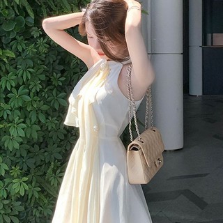 Đầm Voan Cổ Yếm Siêu Nữ Tính – Váy Xòe Mặc Lên Cực Kỳ Duyên Dáng,Phong Cách Hàn Quốc