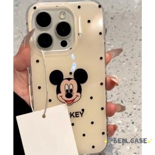 DànhCho IPhone 17 16 15 14 13 12 11 ProMax XR XS Max 7 8 Plus Black Wave Dot Mickey trường hợp điện thoại trắng