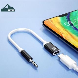 DTW 3.5mm Công cộng sang Loại C Tai nghe đầu phẳng sang đầu tròn Cáp chuyển đổi để kết nối tương tự với bộ chuyển đổi điện thoại di động Thể thao