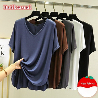 Áo thun nữ modal cotton tay ngắn áo thun trơn dáng rộng áo sơ mi cổ chữ V Áo sơ mi giản dị