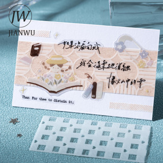 JIANWU Trống Không Gian Bộ Sưu Tập Series Vintage Gird Họa Tiết Phong Cảnh Chất Liệu Cắt Dán PET Sáng Tạo DIY Tạp Chí Văn Phòng Phẩm