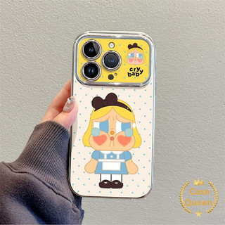 Phim hoạt hình dễ thương Cry Baby Girl Cover Tương thích cho IPhone 17 16 13 15 12 14 11 Pro Max Air XR 7 8 16 15 14 Plus X XS Max Vỏ cửa sổ lớn mạ điện sang trọng