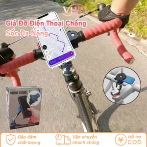 Giá Đỡ Điện Thoại Chống Sốc Đa Năng - Kẹp Tay Lái 22.2-28.6mm, Xoay 360°, Dùng Cho Xe Máy & Xe Đạp
