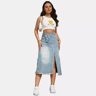Hàng sẵn có XXL - Váy denim cotton cao cấp thiết kế eo cao, dáng hiện đại