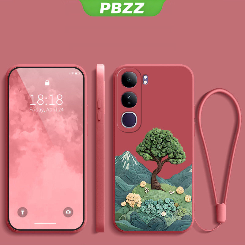 Với ốp kính cường lực cho vivo v40 lite vivo Y19S 4G VIVO y29s y04 Y29 4g, vỏ điện thoại mềm silicone lỏng chống sốc thiết kế mới thẩm mỹ Manga Cây Cây YTMLS01