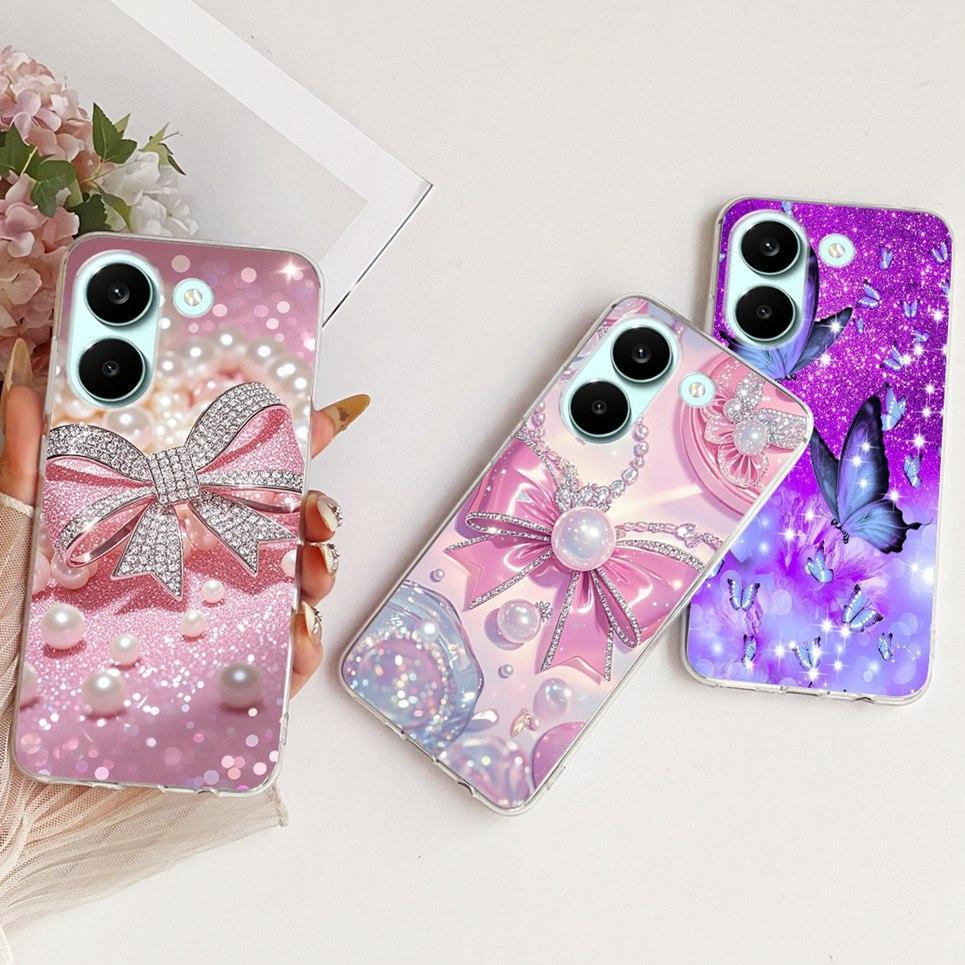 Nơ Tình Yêu Họa Tiết Trái Tim Mèo Dễ Thương Ốp lưng Xiaomi Redmi Turbo 5 Poco X8 Pro 5G Vỏ TPU Mềm Silicon Chống Sốc Ốp Lưng