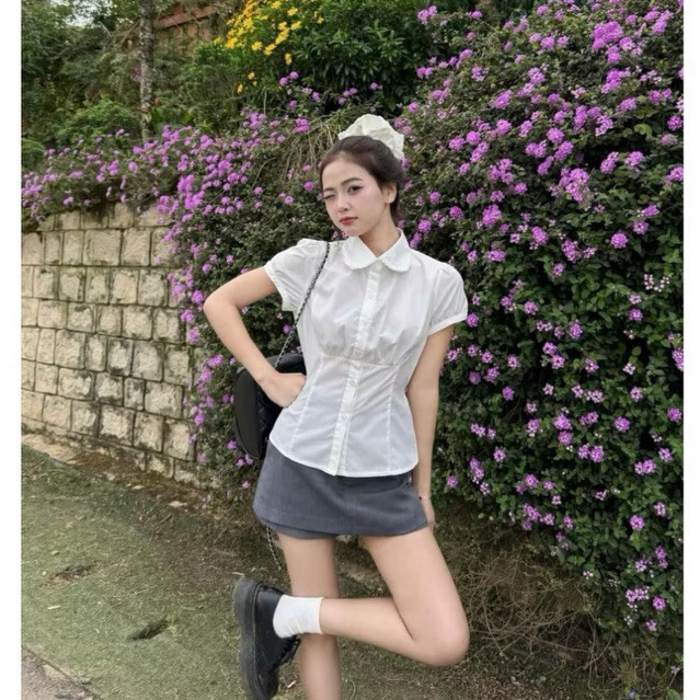 Áo sơ mi bèo cổ sen quốc dân phong cách hàn quốc nữ siêu xinh SS03633