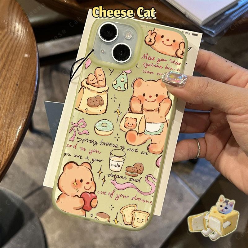Gấu bơ dễ thương Ốp điện thoại màu vàng mờ cho iPhone 15 16 11 12 13 14 17 Pro Max 7 Plus XR Xs Max