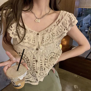 Móc Rỗng Sang Trọng Cardigan Cổ Chữ V Một Kích Thước, thoáng khí, phù hợp mọi thời tiết