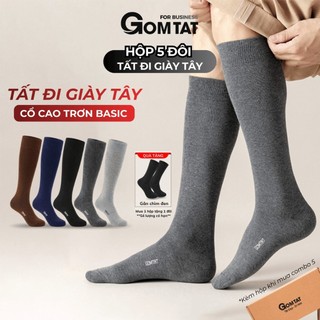 [DEAL MỞ BÁN] Hộp 5 đôi tất nam đi giày tây cổ cao GOMTAT, vớ công sở màu trơn basic - LUX-1804