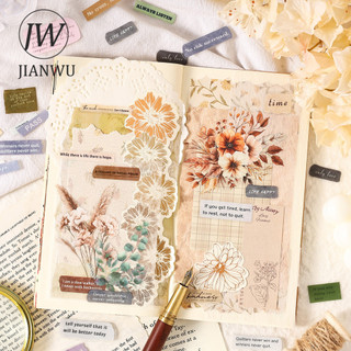 JIANWU Bí Mật Trò Chuyện Series Vintage Văn Bản Tiếng Anh Phong Cảnh Chất Liệu Cắt Dán PET Nhãn Dán Sáng Tạo DIY Tạp Chí Văn Phòng Phẩm