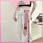 MYPANDA Cà Vạt Nữ Chuyển Màu Hồng Hình Trái Tim và Ngọn Lửa, Phù Hợp Với Quần Jeans và Làm Quà Tặng