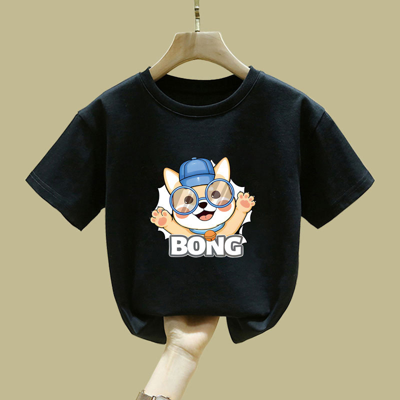 Kính Dễ Thương Shiba Inu Đồ Họa Áo Hoạt Hình In Hình Chó Cổ Tay Ngắn Top Hợp Thời Trang Đường Phố Thời Trang Để Mặc Hàng Ngày