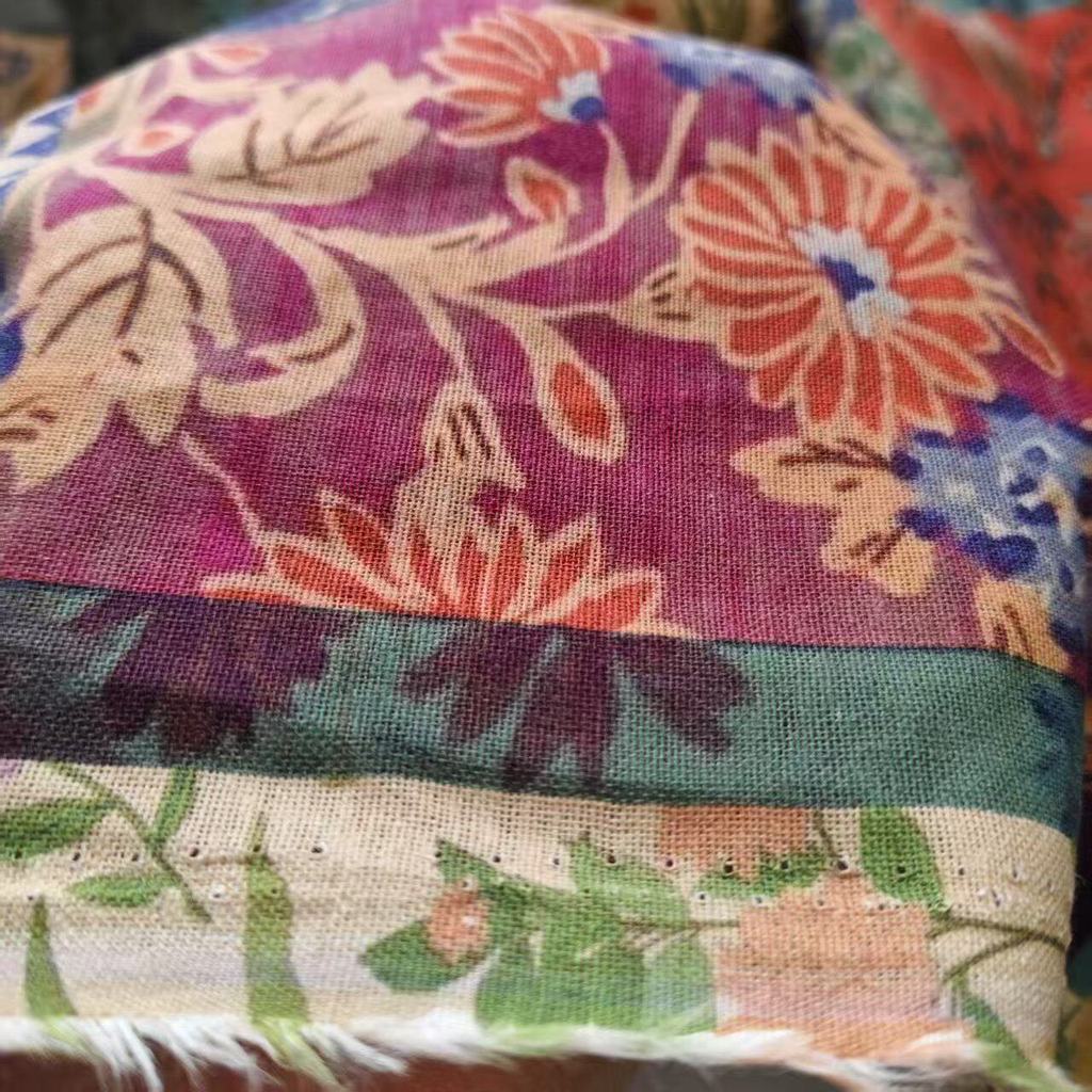 Đầm và quần áo retro với họa tiết dân tộc từ cotton và lanh, TJ23596